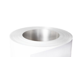 White painted coil on its side