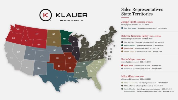 Klauer sales representatives state territories map slide 3 25 v2